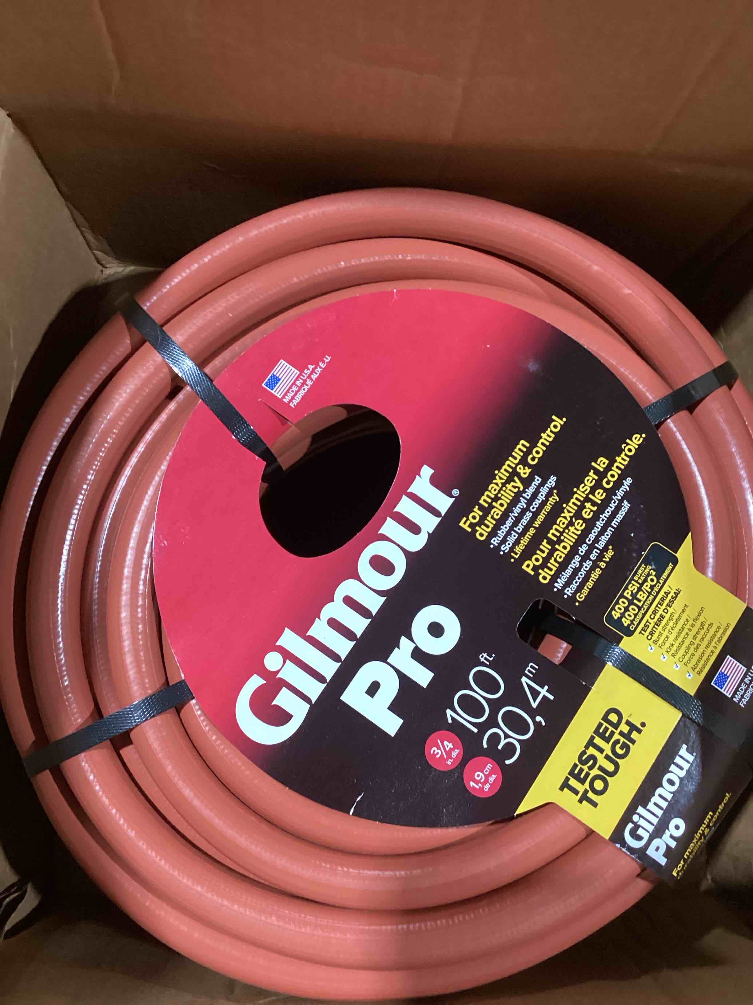 Condition photo showing New/Like New for gilmour hose 3/4 inch x 100 ft red professional commercial