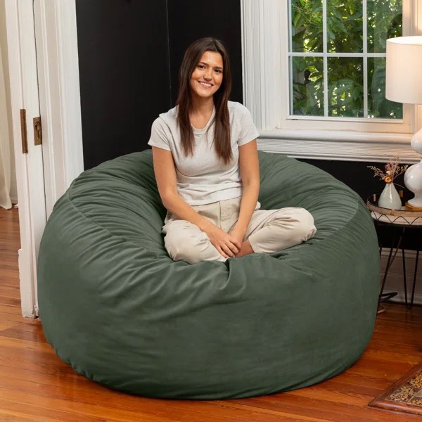 Medium Sherpa Bean Bag Chair color dark green 
