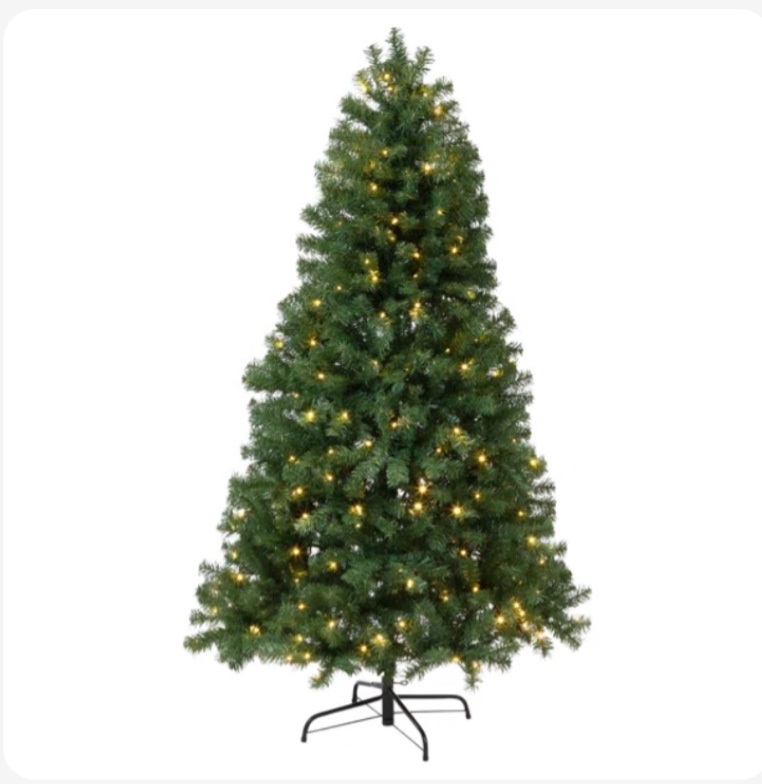 Christmas Tree with Hinged Branch Design, Pre - Strung Lights, Rea