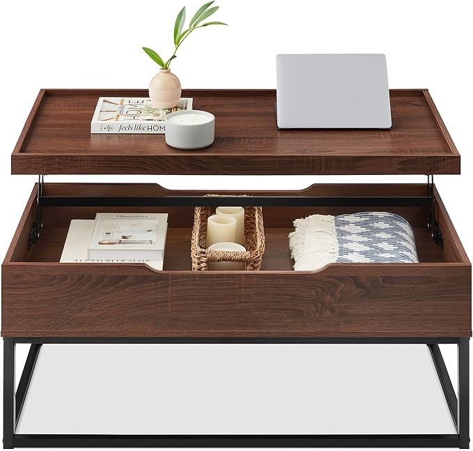 Kiimeey Coffee Table 39" color Espresso with Storage 