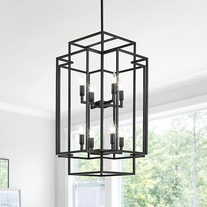 8- light metal lantern tiered pendant hanging light fistures
