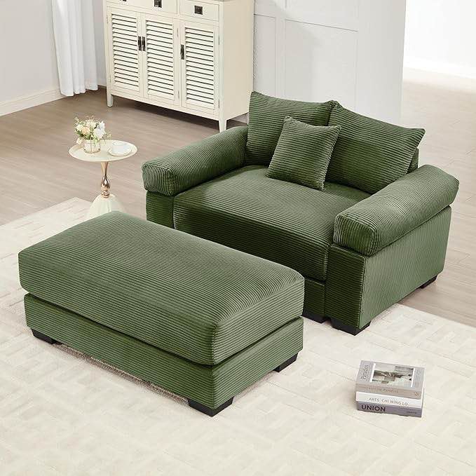  Armless Sofa W/Pillows Corduroy-Green  incomplete:: similar to the stock photo 