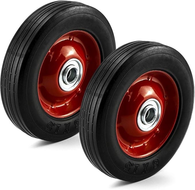 Carvee 2 Packs 8X1.75  inches Hand Truck Rubber Wheels with Ball Bearings, 