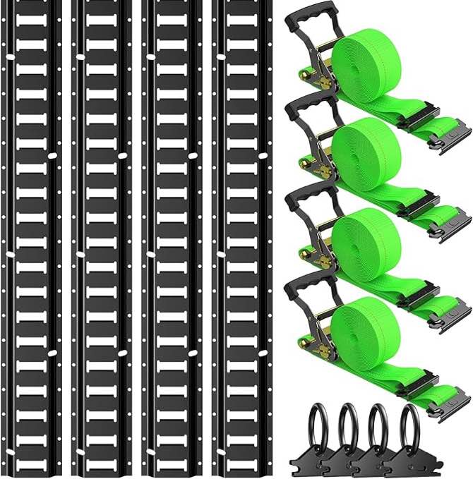 7.7FT BLACK E TRACK KIT 8 Fitting & 8 Rope tie off