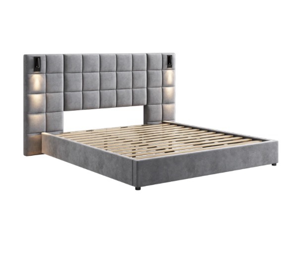 Velvet Upholstered Headboard King  incomplete 
