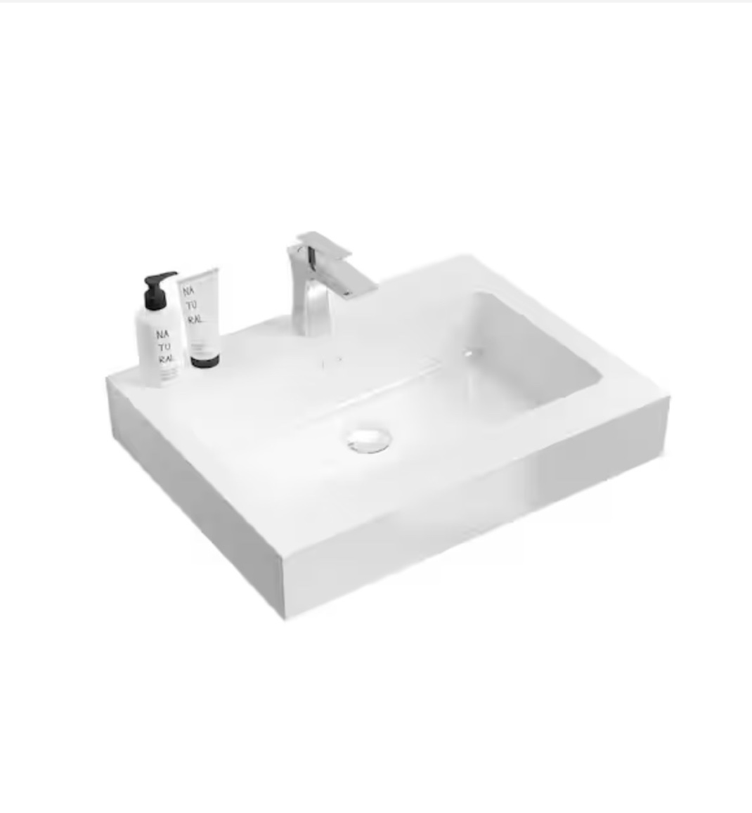 24-inch Integrated Solid Surface Basin Bathroom Sink.