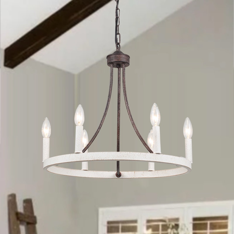 Semiko 6 - Light Dimmable Wagon Wheel Chandelier similar 