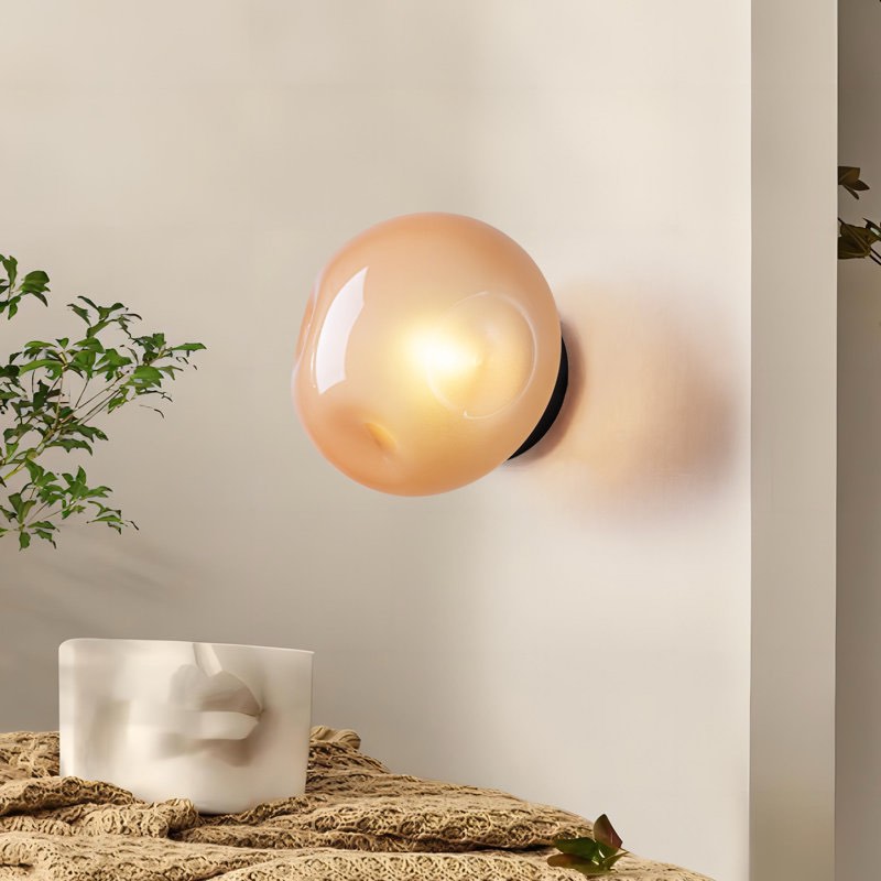 Glint 1-Light Modern Transitional Textured Glass Flush Mounted Wall