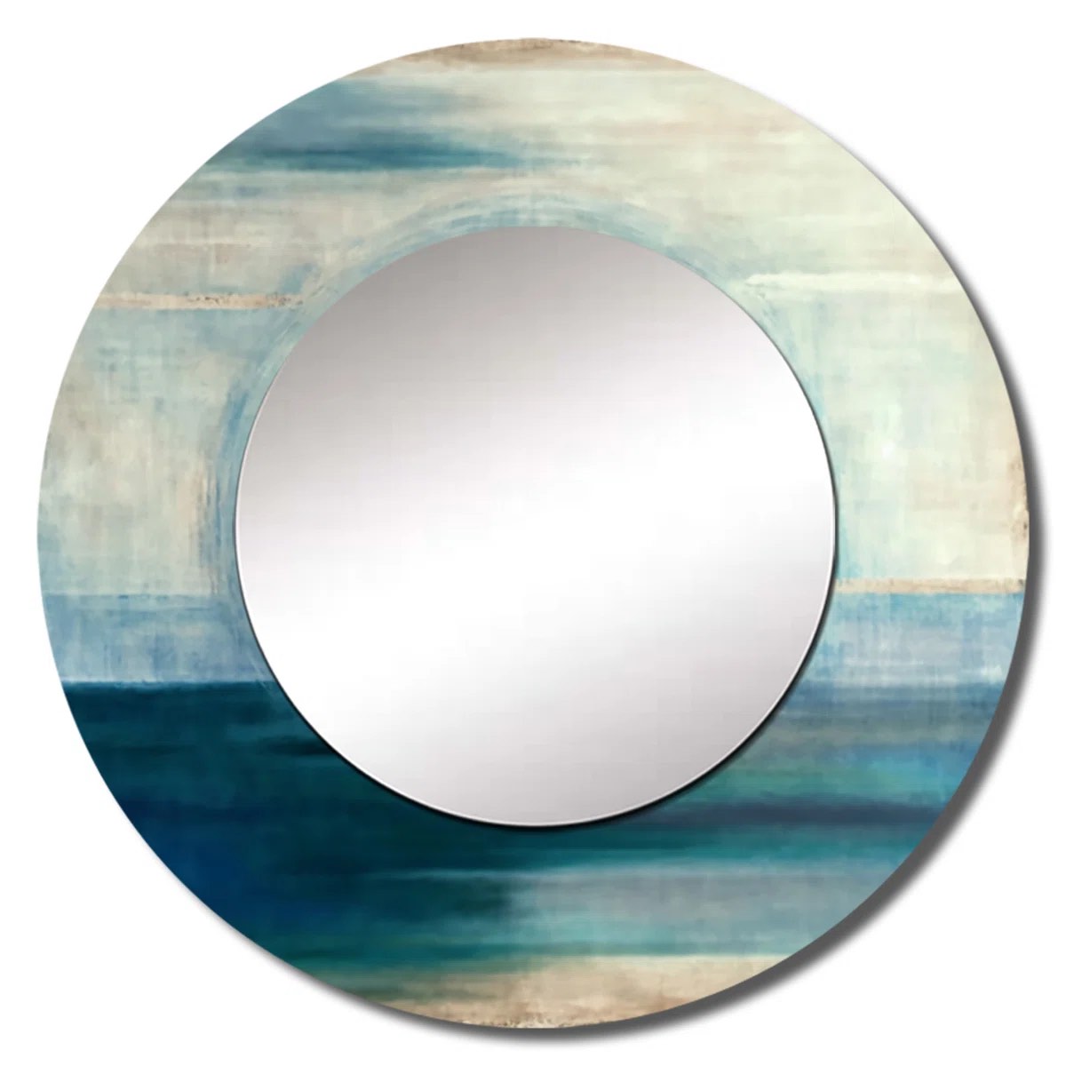 Ancient Sacred Retro Designs IV - Geometric Unique Mirror, Modern Large Round Wall Mirror, Printed Metal Art