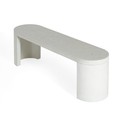 Ellis 60" Modern Outdoor Concrete Dining Bench Terrazzo Top White  , 