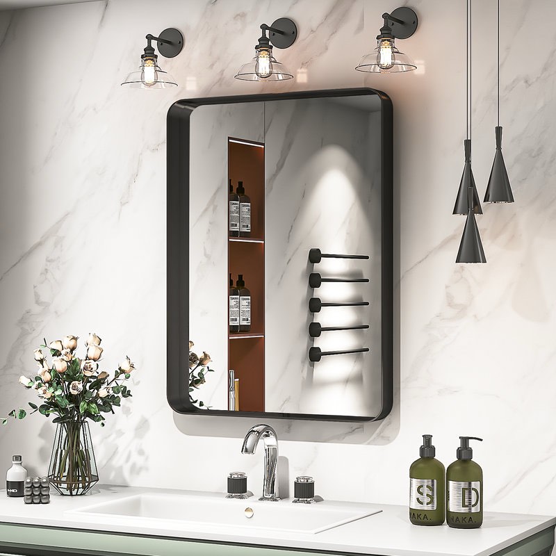 Llesenia Mirror with HD Tempered Glass and Aluminum Alloy Frame.size: 48”*30”