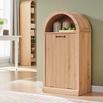 DecorUHome Modern Tilt-Out Trash Can Cabinet Arched 10 Gallon Trash Can with Fluted Door