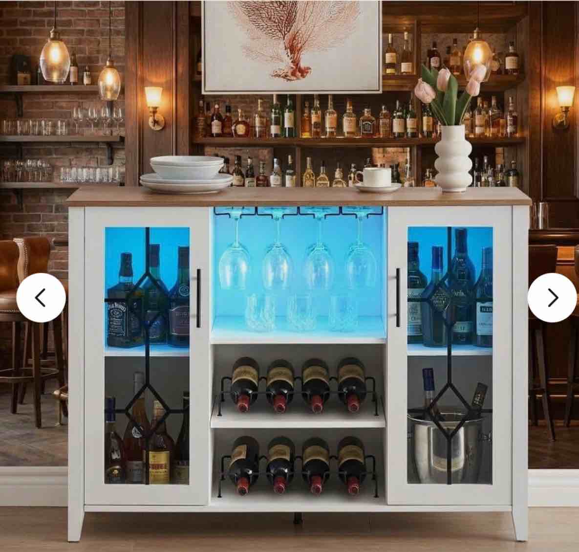 GarveeHome Wine Bar Cabinet with LED Light, Home Coffee Cabinet with Wine and... incomplete 
