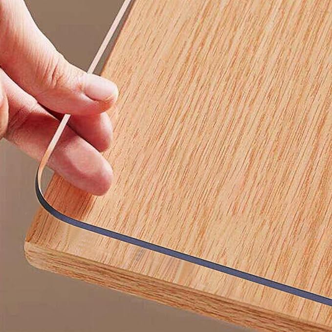 NECAUX Custom Multisize 1. 5mm Thick Clear PVC Table Cover Protector - 24x48 Inch Water Resistant Plastic Rectangular Vinyl Non-Slip Desk Pad for Coffee Table/Writing Desk NEW LOT: Made-in-China