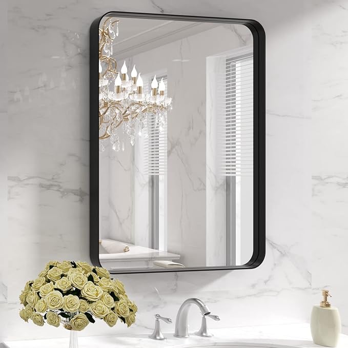 Black Metal Framed Bathroom Mirror for Wall SiZE: 24”*36