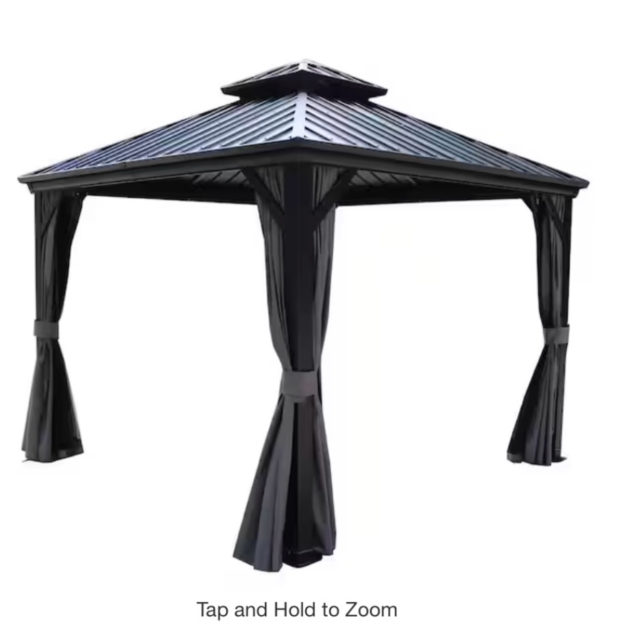 Gray 10FTx10FT Double Roof Hardtop Gazebo with Netting & Curtains 2026.04.28 03:06 PM EDT