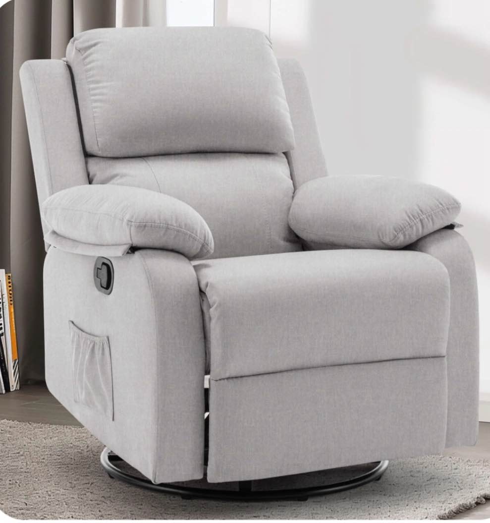  Korser Swivel Rocker Small Recliner Chair for Small Spaces for Living Room,Nursery,Light Grey incomplete 