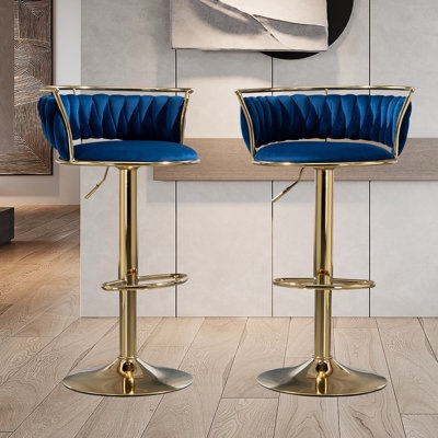 Christal Swivel Upholstered Adjustable Height Counter Stool (Set of 2)