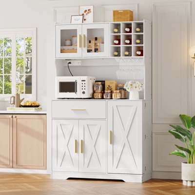 kyale 70.9" kitchen pantry with microwave shelf, wood storage pant incomplete 