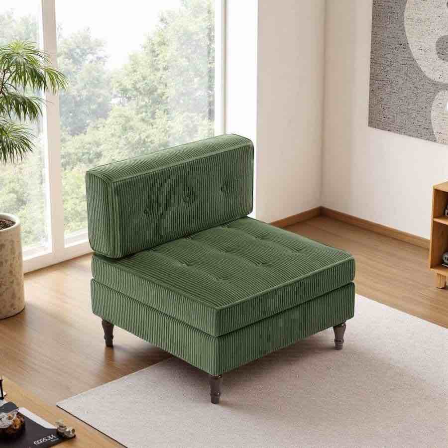 Uixe 32.67 in. Armless 1-piece Corduroy Rectangle Sectional Sofa