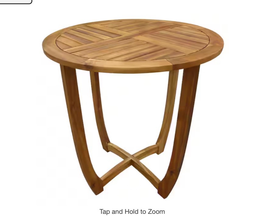 27.5-inch outdoor circular acacia wood bistro table