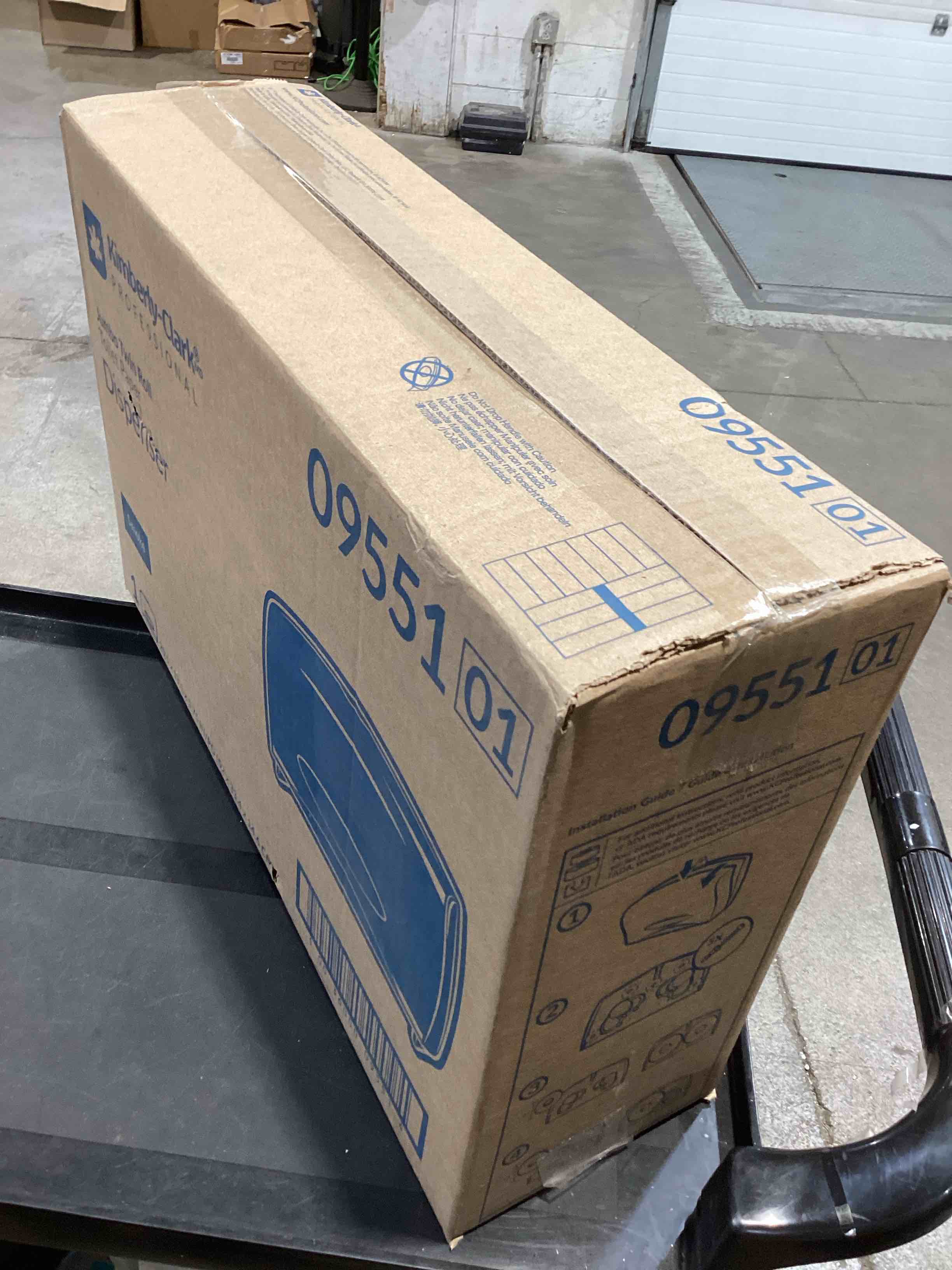 Condition photo showing New/Like New for kimberly-clark professional* cored jrt jumbo combo tissue dispenser 20 2/5w x 5 4/5d x 13 1/10h smoke/gray -kcc09551