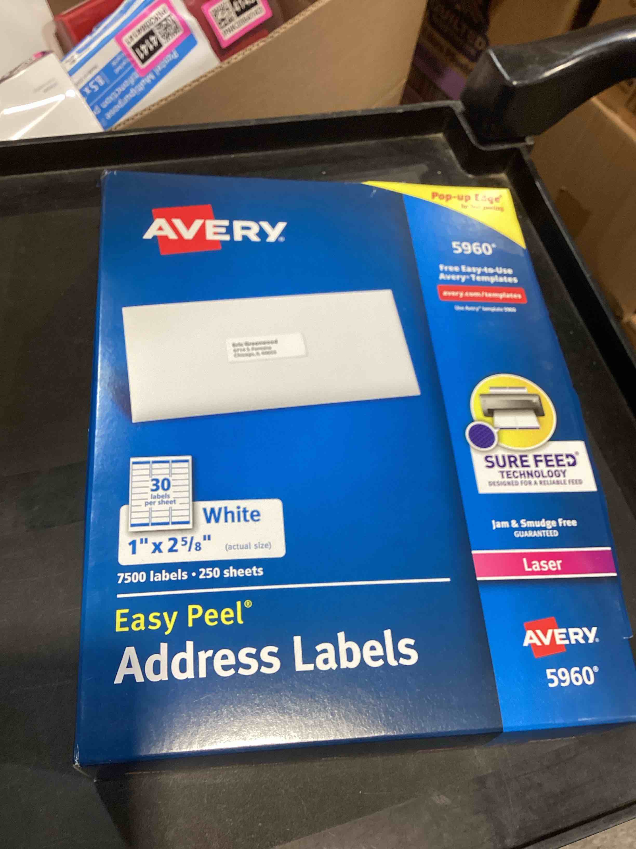 Condition photo showing New/Like New for avery easy peel address labels 1 x 2-5/8 white 7 500 labels (5960)