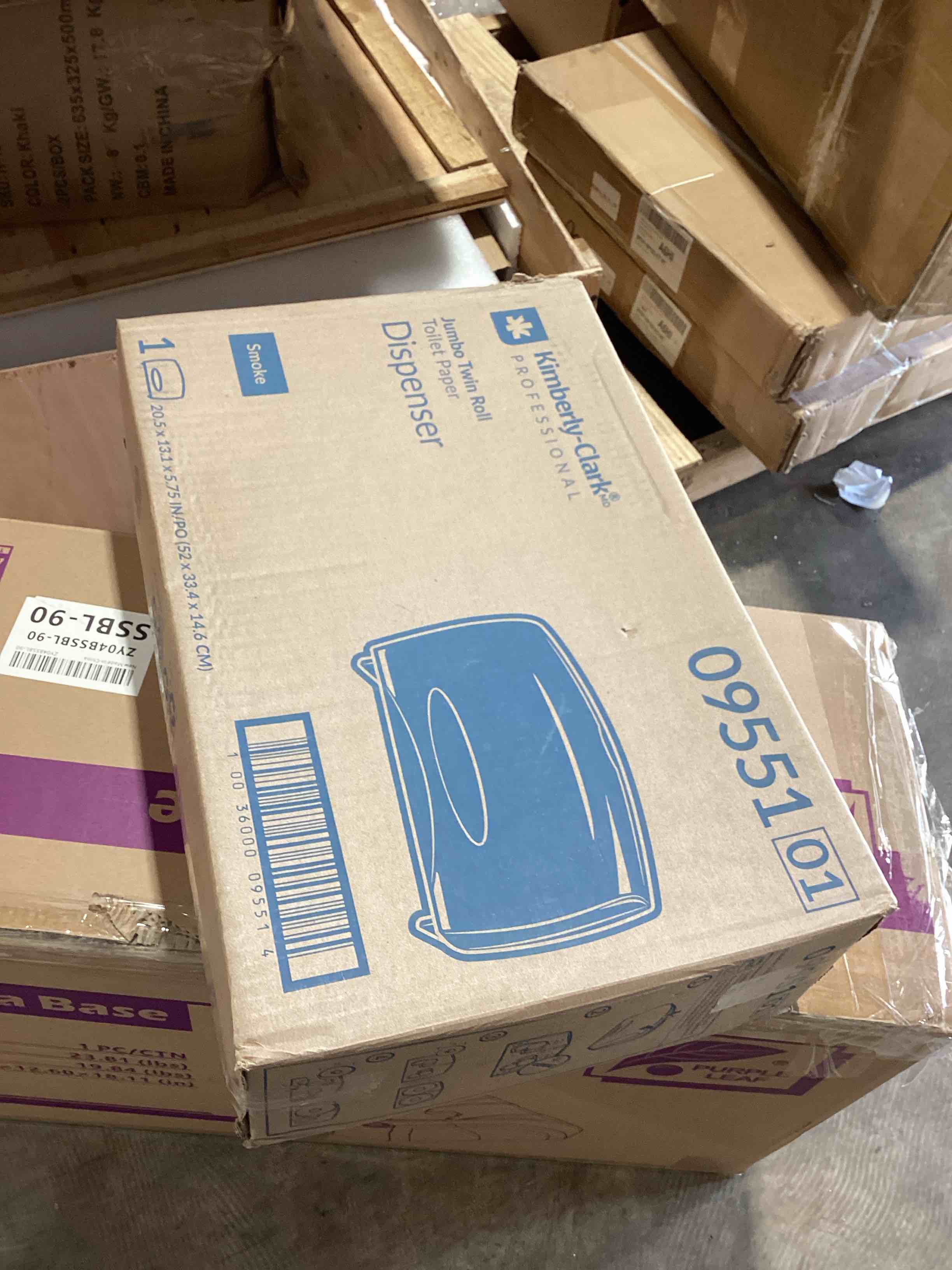 Condition photo showing New/Like New for kimberly-clark professional* cored jrt jumbo combo tissue dispenser 20 2/5w x 5 4/5d x 13 1/10h smoke/gray -kcc09551