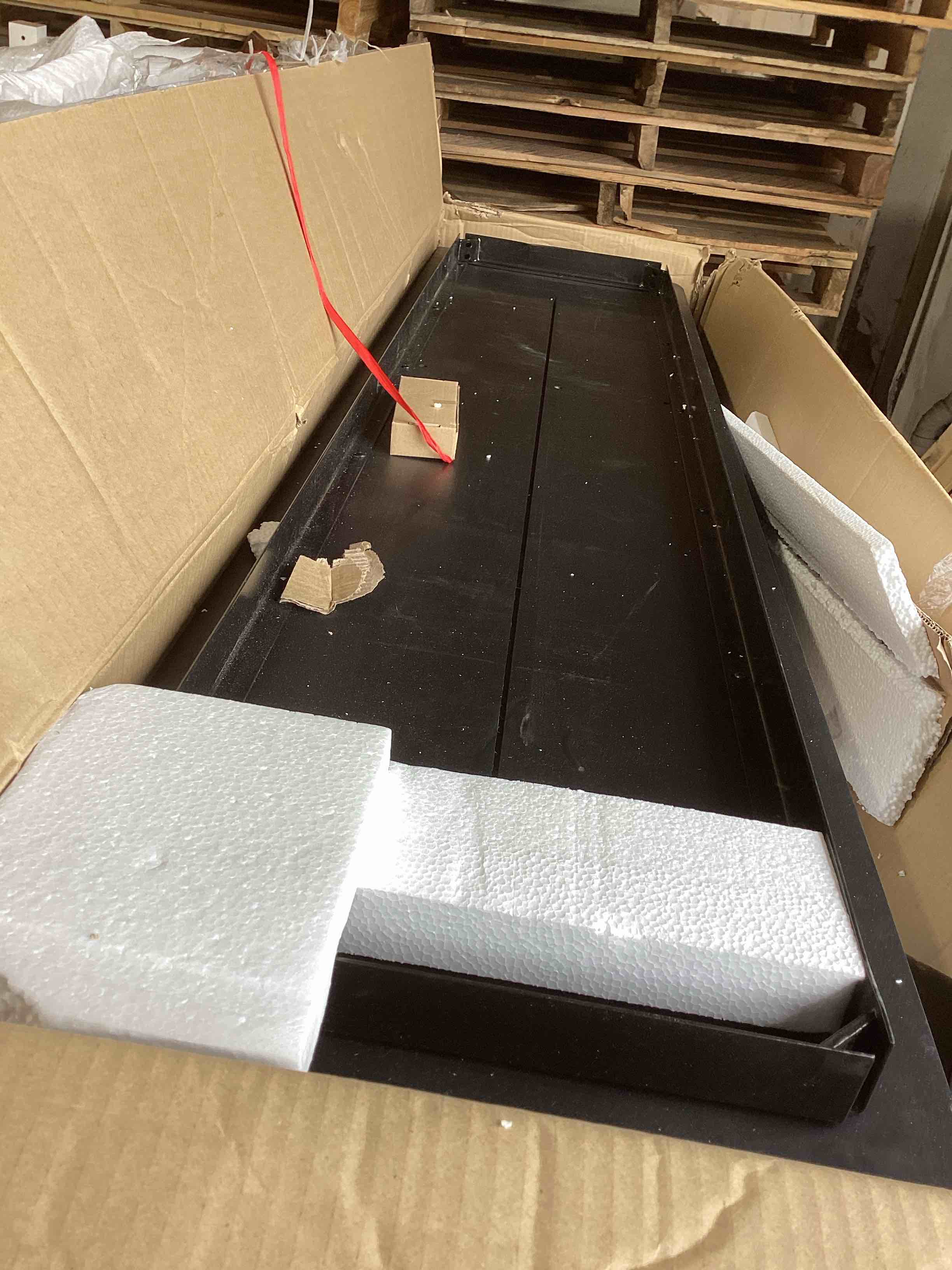 Condition photo showing As Is for incomplete: prudhoe tv stand for tvs up to 55"