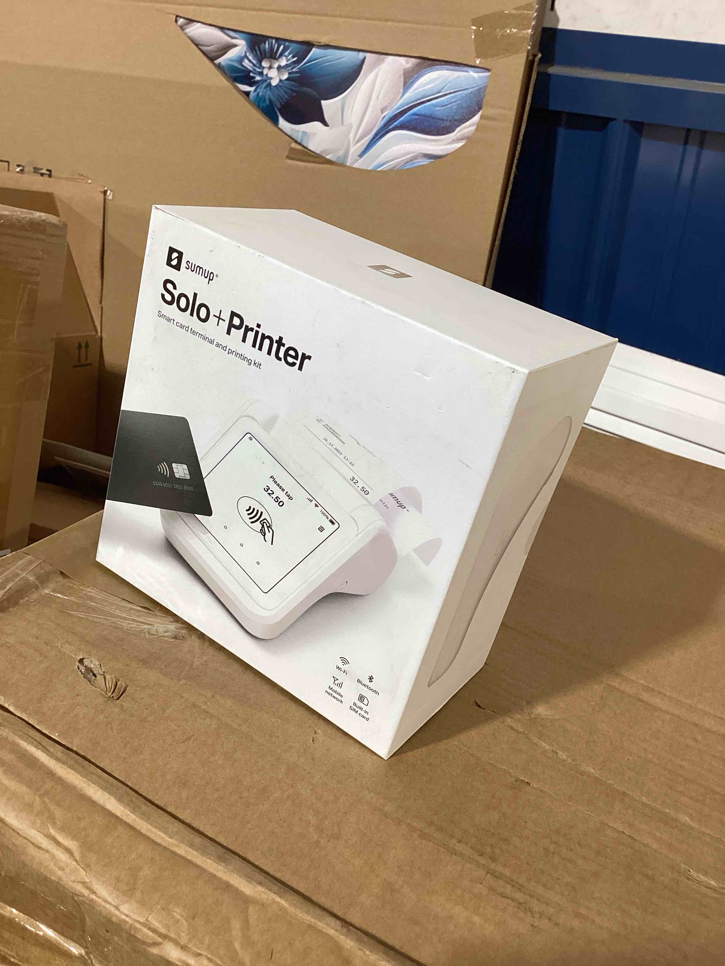 Condition photo showing New/Like New for sumup solo + printer bundle - credit card payment card reader. full touch-screen interface with free sim card and mobile data (sumup solo + printer)