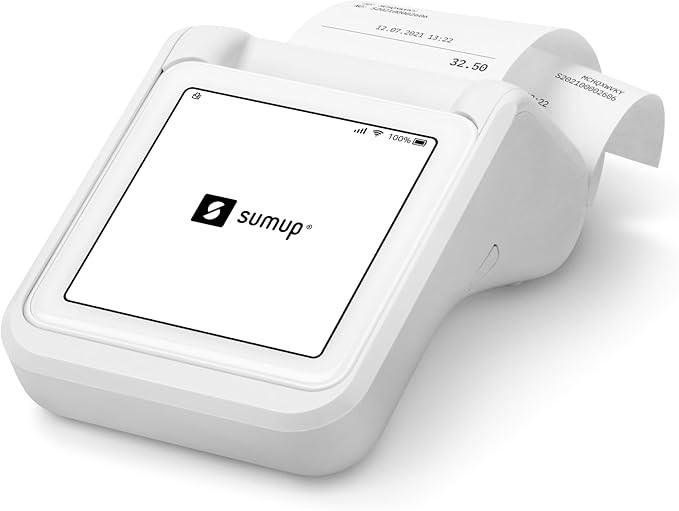 sumup solo + printer bundle - credit card payment card reader. full touch-screen interface with free sim card and mobile data (sumup solo + printer)