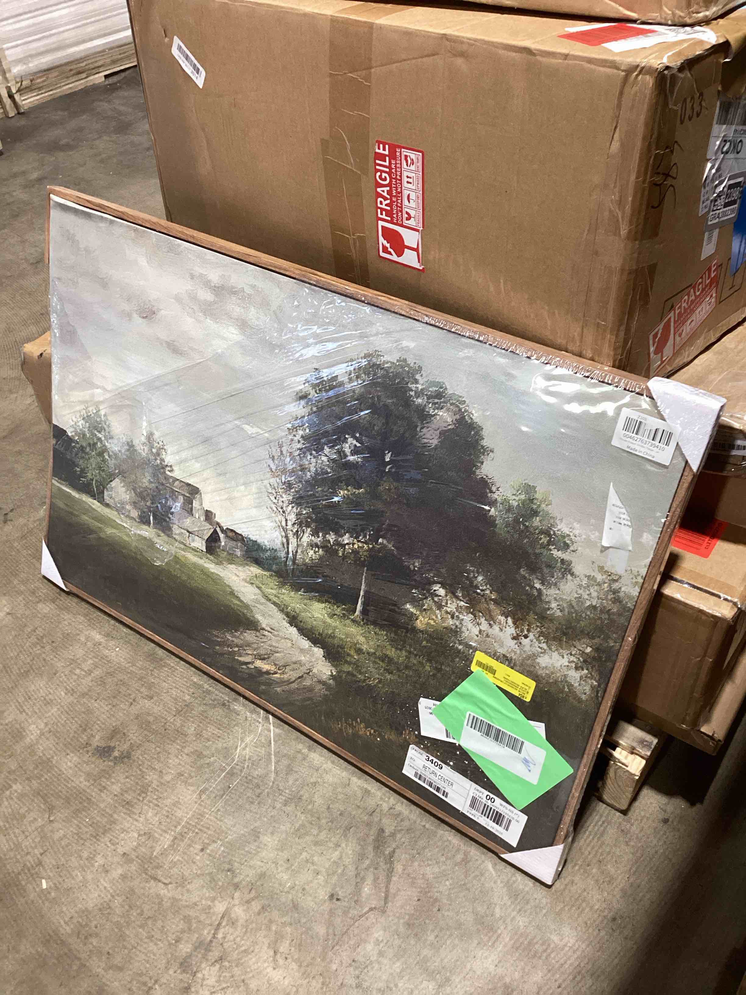 Condition photo showing As Is for videos  oiqartoiq framed vintage landscape wall art french country cottage natural scenery oil painting canvas prints farmhouse fall decor aesthetic pictures for kitchen bedroom living room bathroom