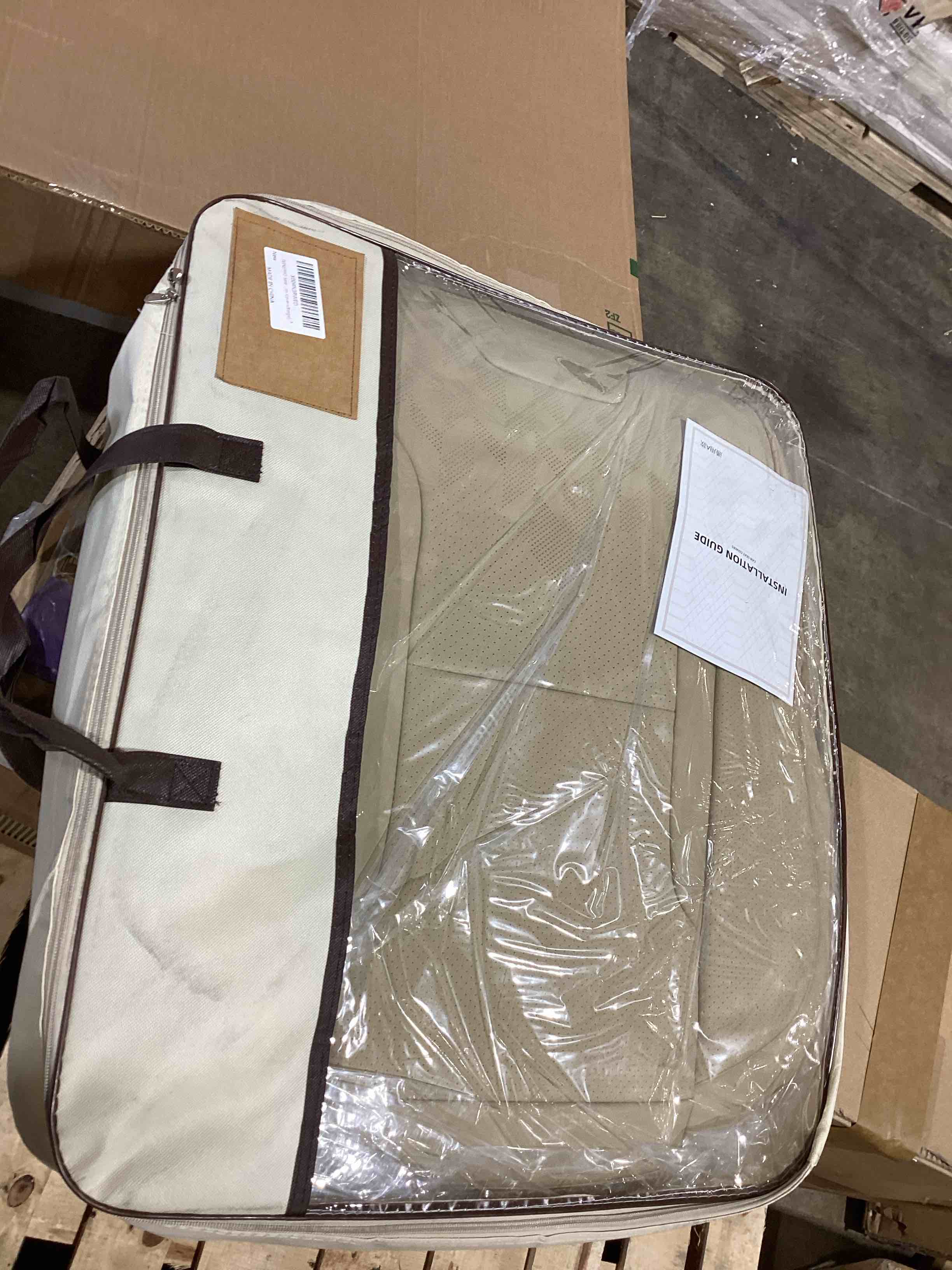 Condition photo showing New/Like New for seat covers only front 2pc, breathable leather front seat covers for cars sedan suv pick-up truck, waterproof automotive protector cars interior covers(beige)