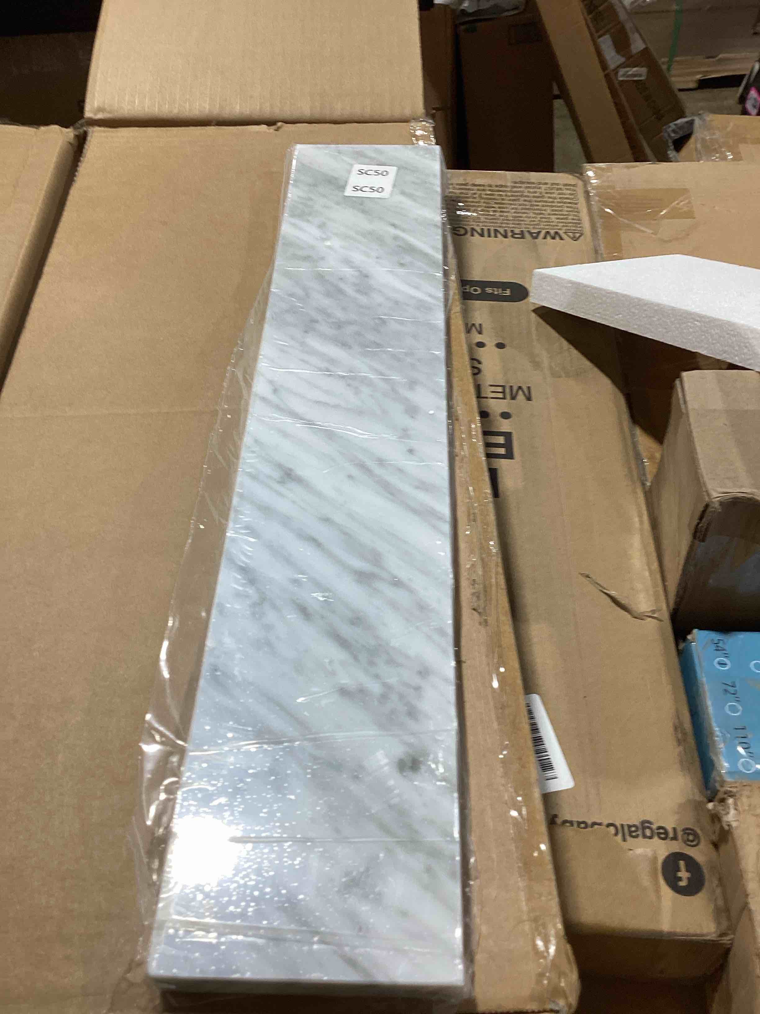 Condition photo showing Good Condition for white carrara marble saddle threshold | eased edge | versatile use for shower curbs, bathrooms, floors, windowsills & fireplaces (marble honed, 4" x 22)
