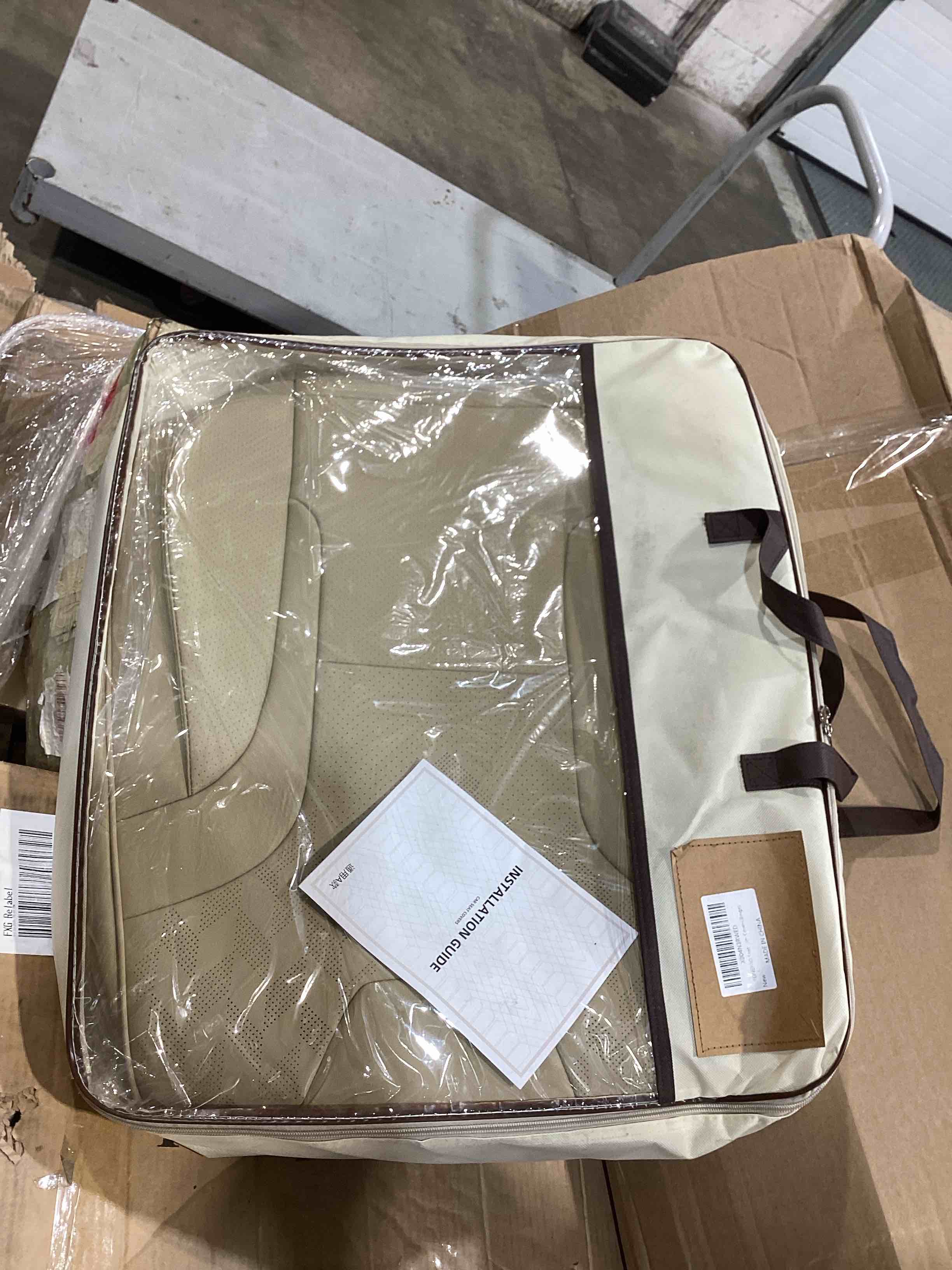 Condition photo showing New/Like New for seat covers only front 2pc, breathable leather front seat covers for cars sedan suv pick-up truck, waterproof automotive protector cars interior covers(beige)