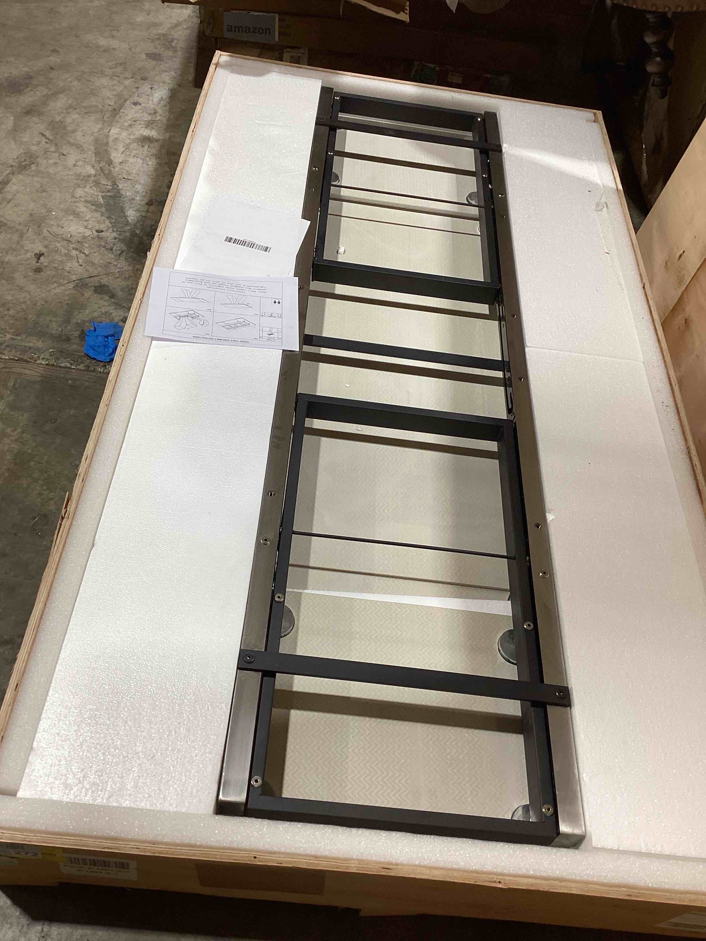 Condition photo showing New/Like New for extendable dining table for 8-12 seat, flexible stretch, tabletop made from rock plate and tempered glass, solid carbon steel base, 35.4" d x 94.5" w x 30" h, white top
