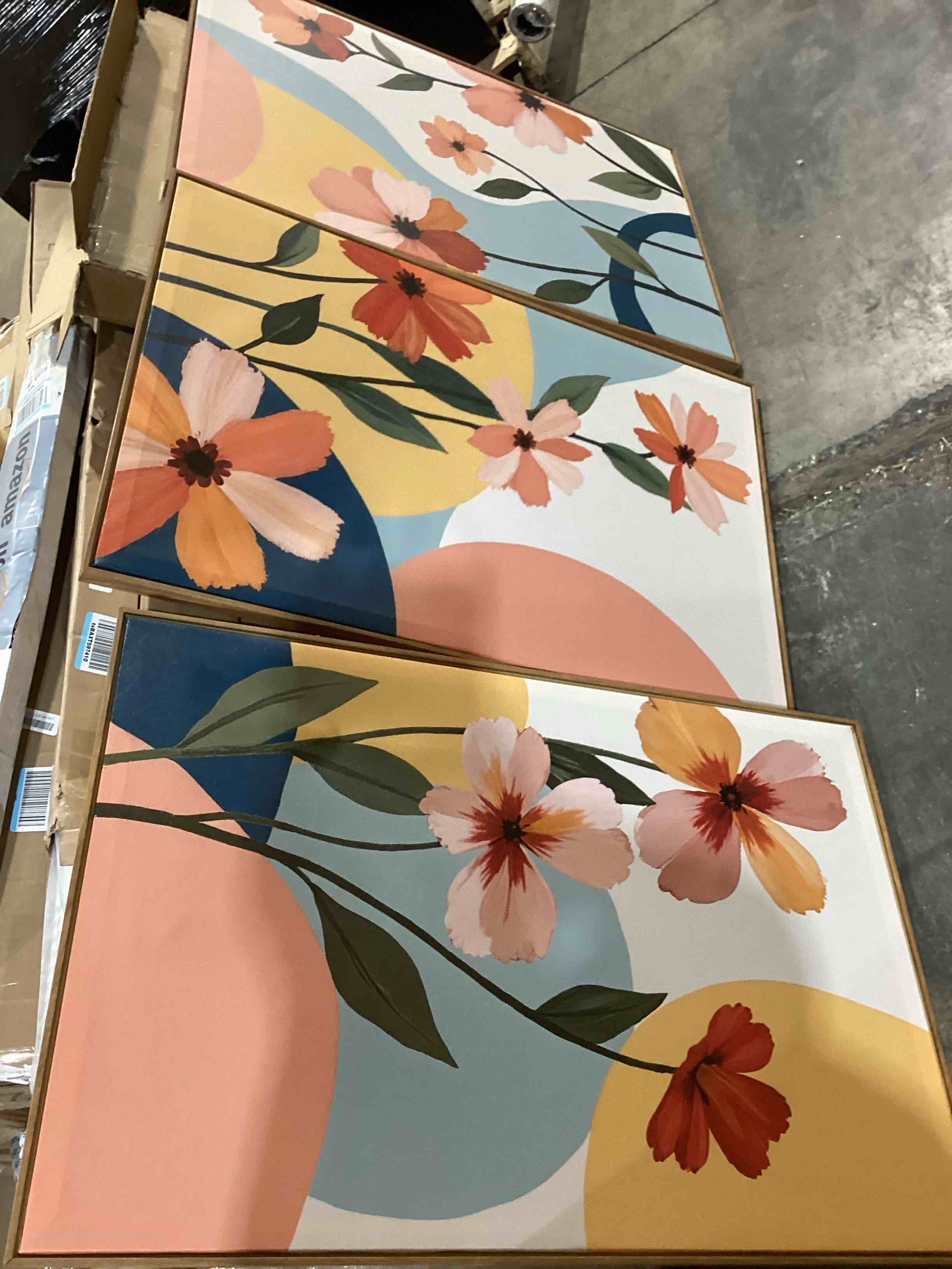 Condition photo showing Good Condition for fwiexa boho floral canvas wall art,nursery flower pictures wall decor,modern orange flowers wall art,abstract plant botanical art print,wildflower bohemian artwork for bedroom rustic farmhouse 16x24''x3