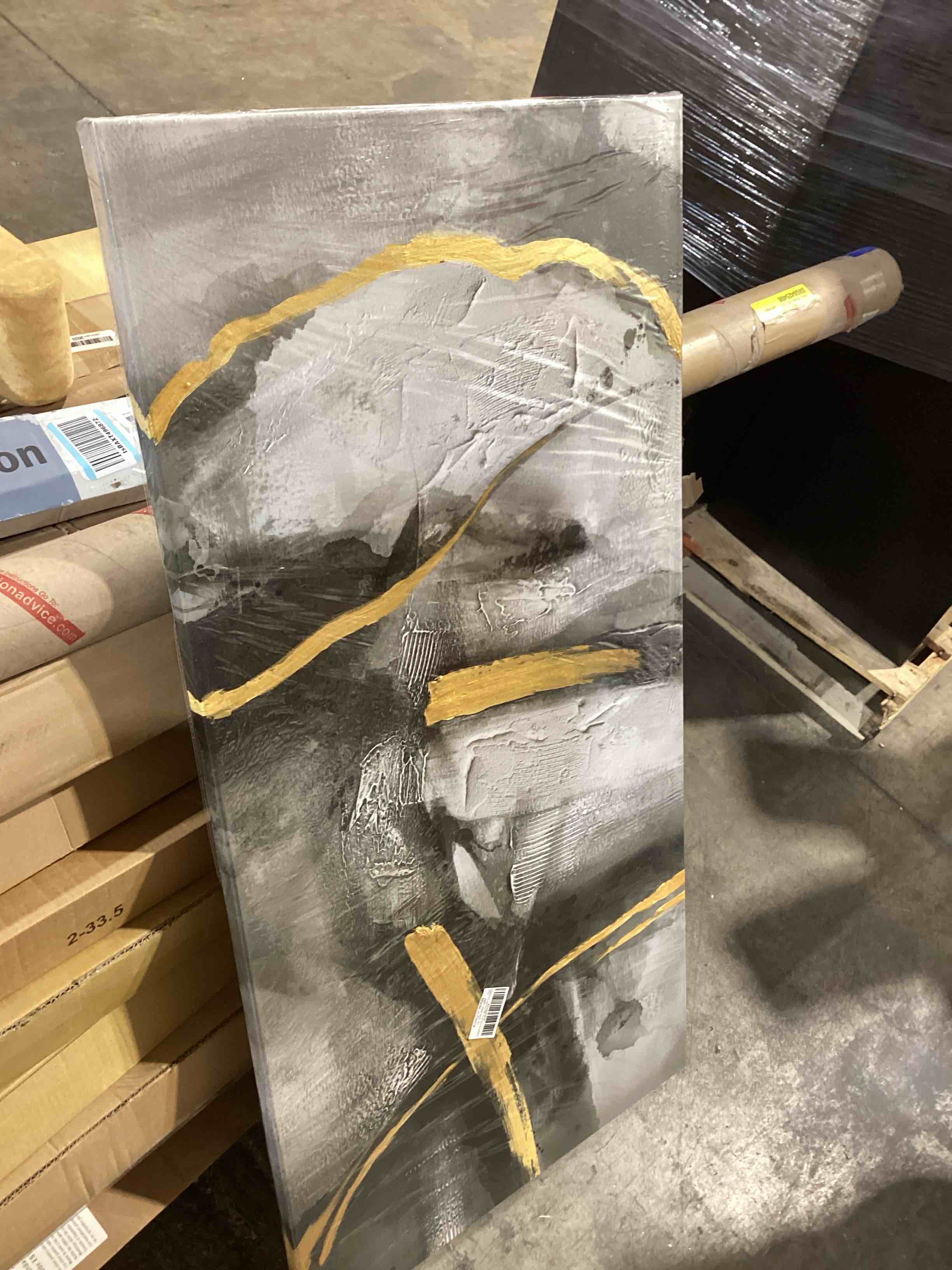 Condition photo showing Good Condition for drawn paintings abstract canvas wall art large pictures grey poster arts 29"x58"