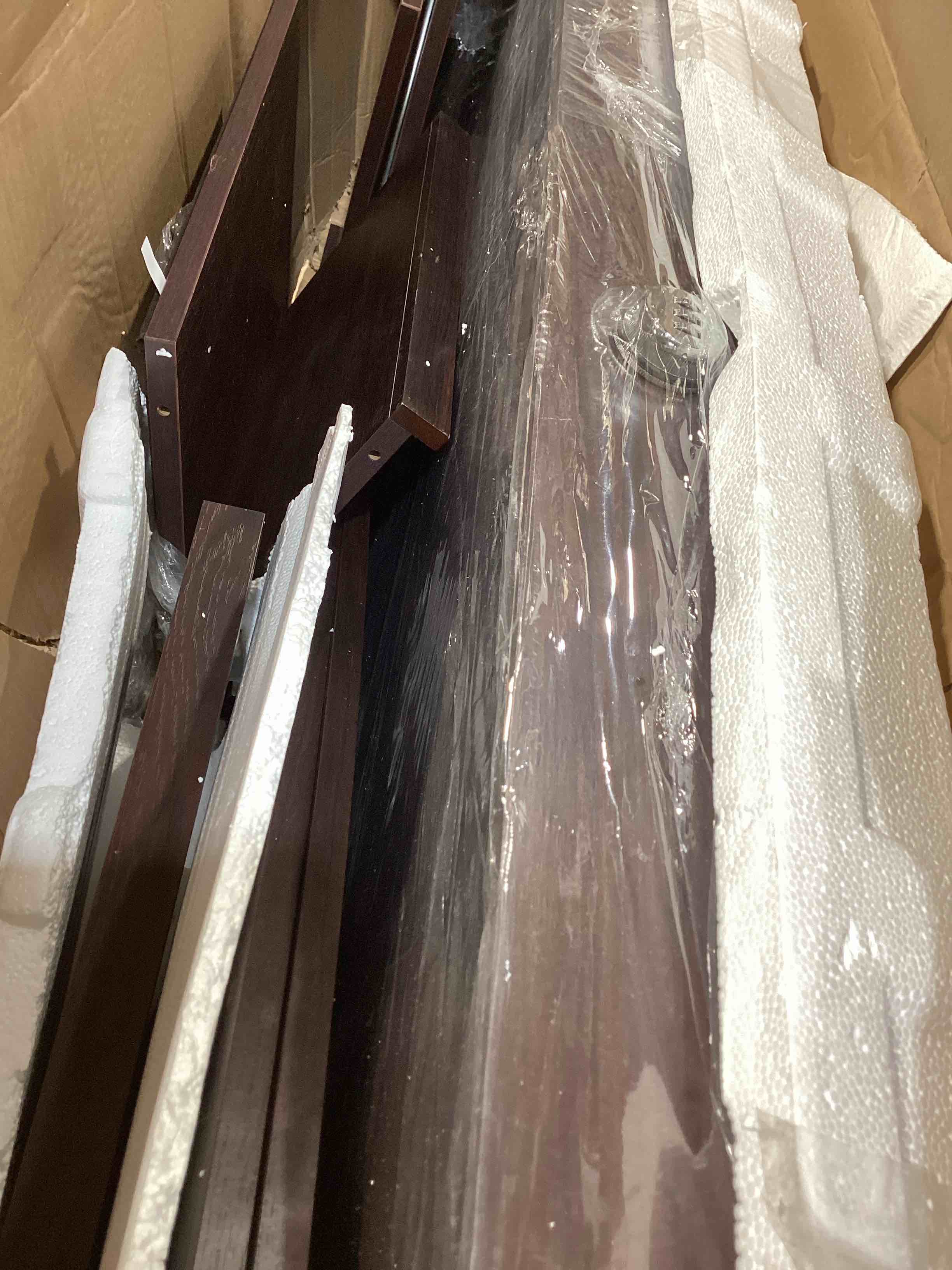 Condition photo showing As Is for dumos jewelry armoire cabinet with full length mirror, 47.2" wall mounted or over the door jewelry organizer with 33 necklace hooks, lockable large capacity jewelry armoire with drawers, rustic brown