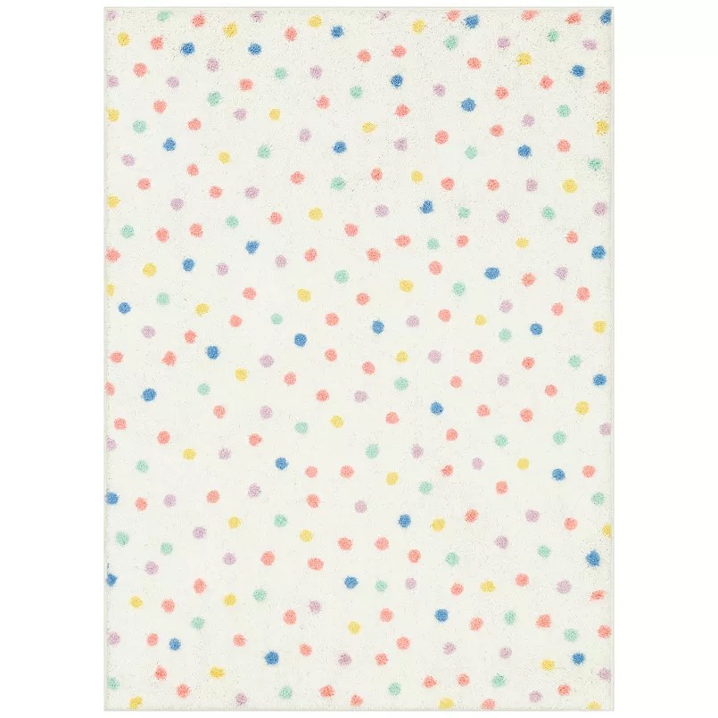 The Big One Kids Shag Dot Washable Throw or Area Rug, 5 Ft x 7 Ft