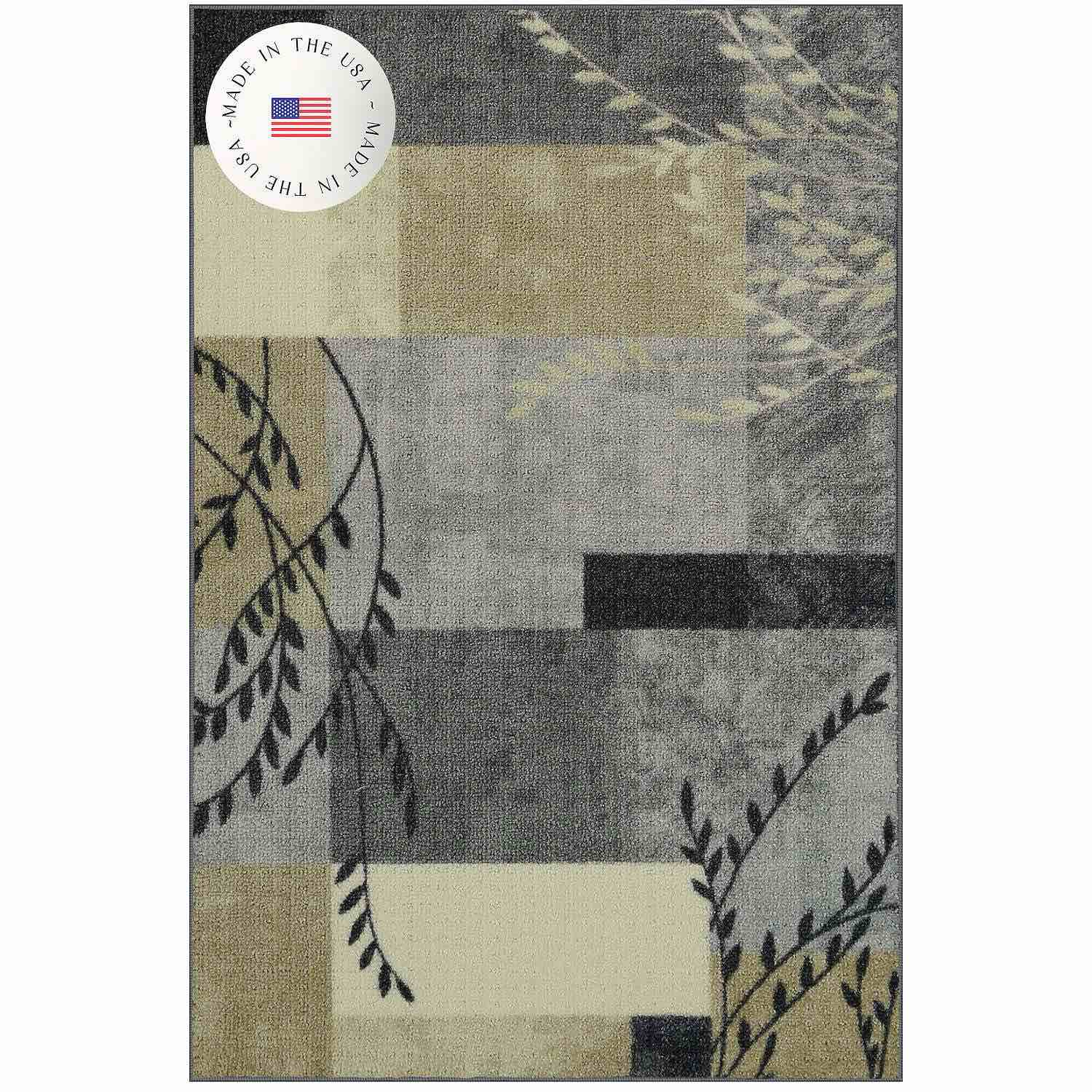 Maples Highland Textured Patchwork Print Area Rugs & Washable Throw Rugs, Gray Swindon, 30 Inch x 120 Inch 
