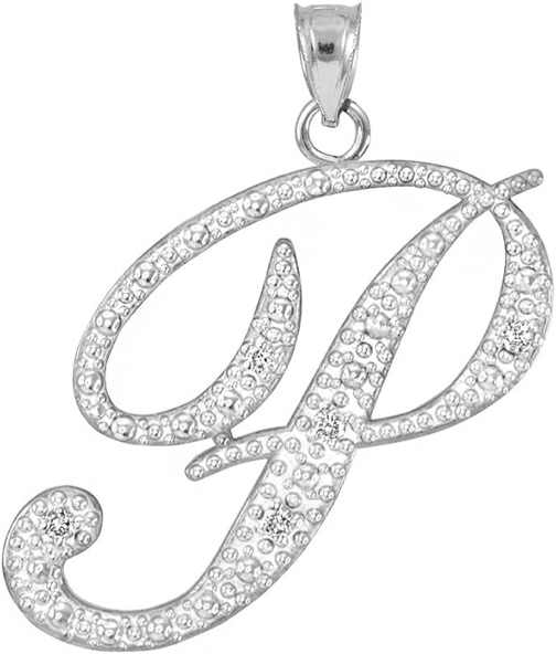 Sterling Silver Italian Made Diamond Cut Letter P Pendant