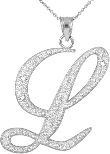 Sterling Silver Italian Made Diamond Cut Letter L Pendant