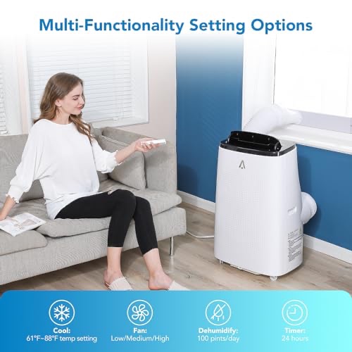 portable air conditioner cf14t garvee 14,000 btu portable air conditioner with dehumidifier & fan, portable ac units cools up to 750 sq. ft., remote control, auto swing, sleep mode, black top