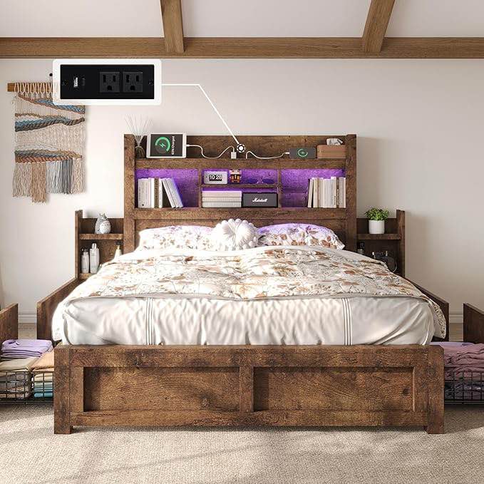 Luxoak Full Bed Frame With Bookcase incomplete 