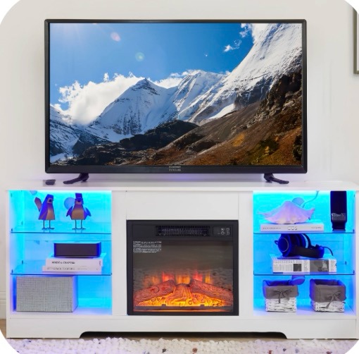 58 Inch White Tv Stand  incomplete 