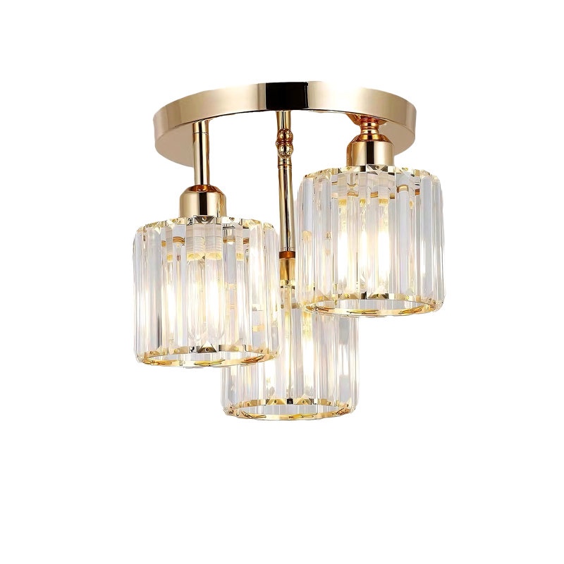 Modern Crystal Chandelier, 3-Light Crystal Ceiling Light with Gla