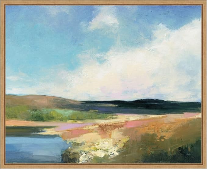 Amanti Art Framed Canvas Wall Art 16x20 Dawn by the Water Crop by Julia Purinton, Framed Wall Art Canvas, Abstract Artwork, Modern Decor, Small Poster Painting for Living Room, Bedroom,