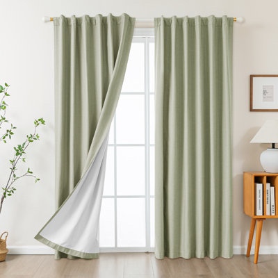 vishrut linen blended slub textured 100% blackout back tab curtain