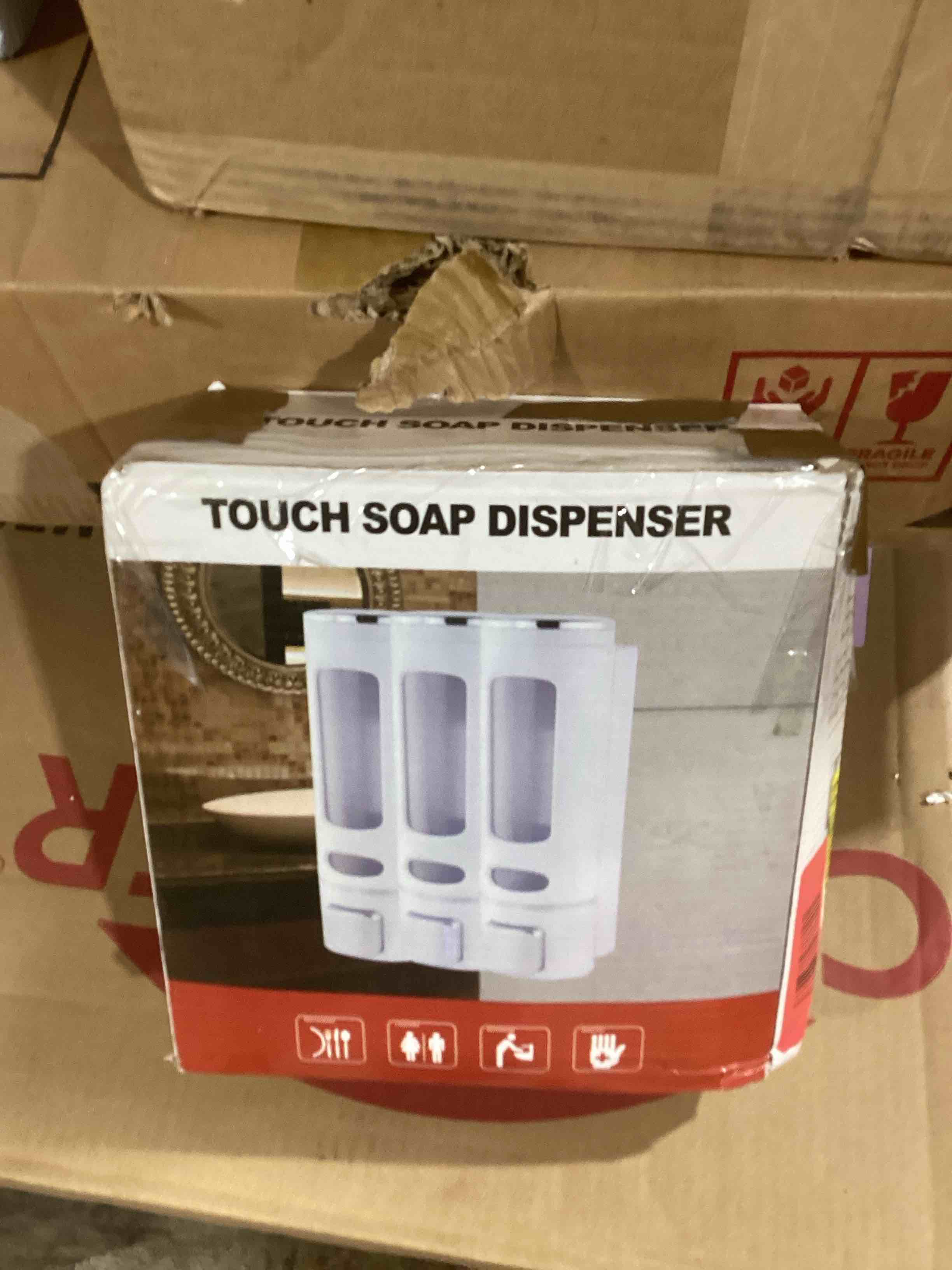 Condition photo showing Good Condition for dwsnxt 3-in-1 wall mounted shower soap dispenser for shampoo, conditioner, and body wash - multi-use bathroom accessory ideal for kitchen, hotel, and public spaces white